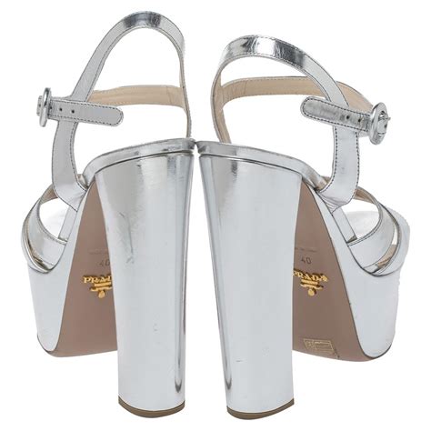 prada silver platform sandals|prada chunky heel sandal.